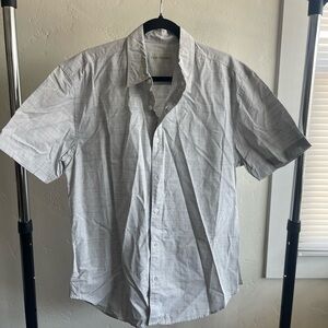 Light Gray Short Sleeve Casual Button Down Shirt